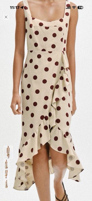 Vestido Zara lunares rojo y beige
