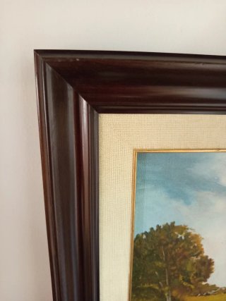 Pintura al óleo con marco de madera