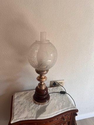 Lámpara Quinqué Vintage Cristal y Metal