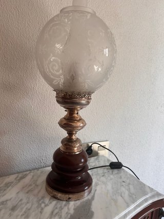 Lámpara Quinqué Vintage Cristal y Metal