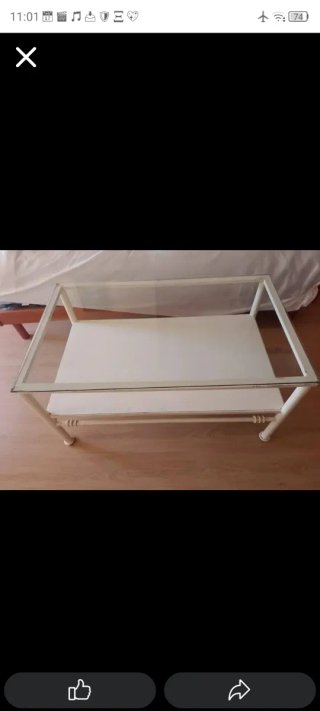 Mesa de centro cristal y metal beige