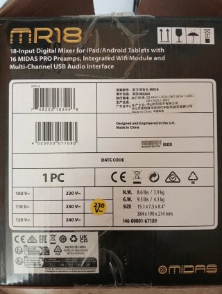 Midas MR18 Mezclador Digital 18 Entradas