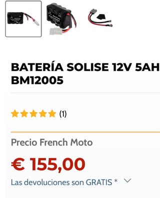 Batería moto de Litio; Solise BM12005 12V 4,6Ah