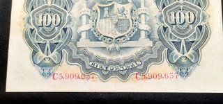 Billete de 100 pesetas 1906. Alegorias.