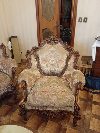Divano e poltrone barocco tessuto e legno