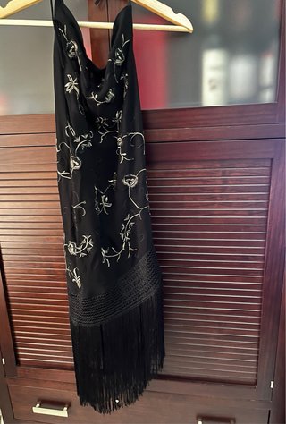 Top Zara Flecos Negro Talla Única