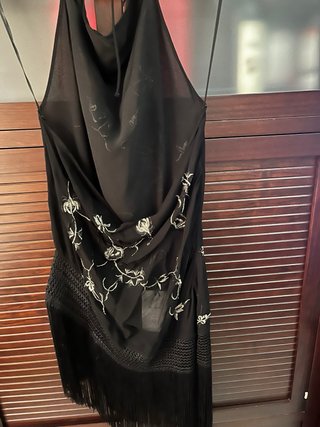 Top Zara Flecos Negro Talla Única