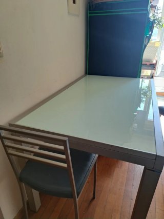 Mesa de cocina extensible cristal y metal