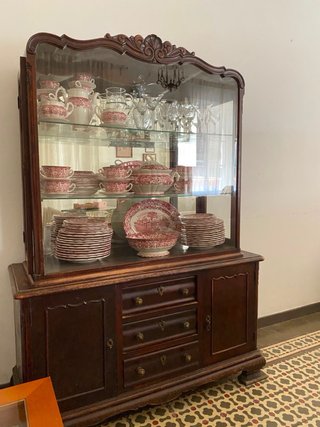 Mueble cristalera aparador madera y cristal