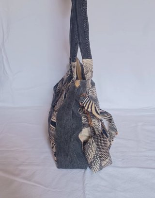 Borsa tracolla beige e grigio
