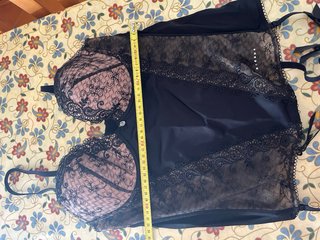 Bustier guepiere pizzo nero e bronzo taglia IV
