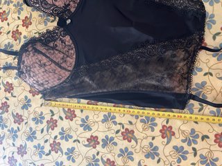 Bustier guepiere pizzo nero e bronzo taglia IV