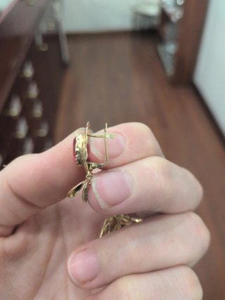 Pendientes Oro 18k Rosa de Francia panderetas