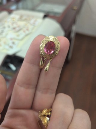 Pendientes Oro 18k Rosa de Francia panderetas