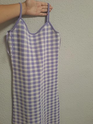Vestido morado cuadros tirantes