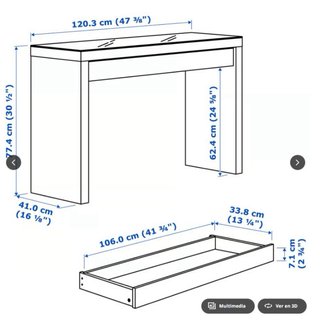 Tocador Ikea con espejo y luces