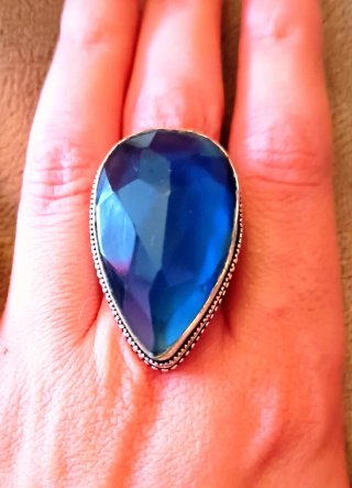 Anillo Plata 925 con Piedra Zafiro Azul