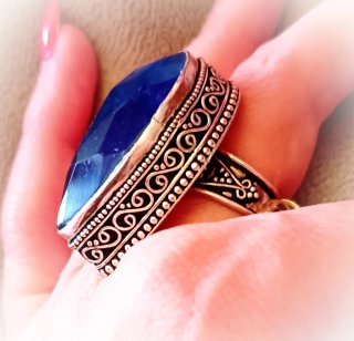 Anillo Plata 925 con Piedra Zafiro Azul