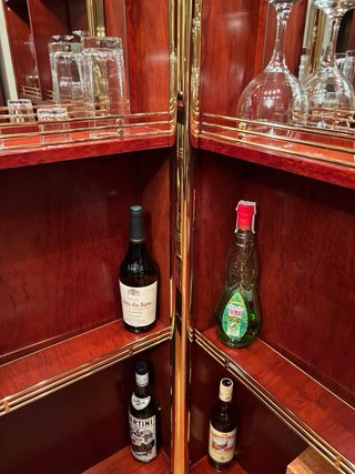 Barra de bar (madera de palisandro) + 2 taburetes