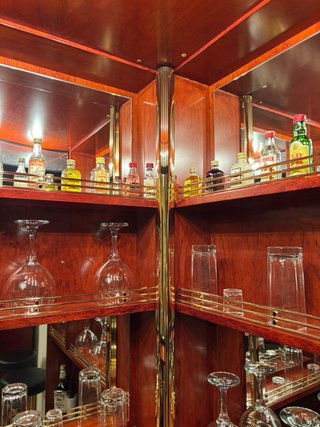 Barra de bar (madera de palisandro) + 2 taburetes