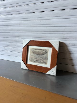 Cuadro Marco Madera 28x23cm Dibujo Aerostato