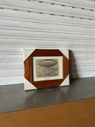 Cuadro Marco Madera 28x23cm Dibujo Aerostato