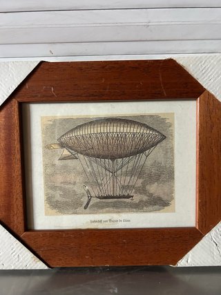 Cuadro Marco Madera 28x23cm Dibujo Aerostato