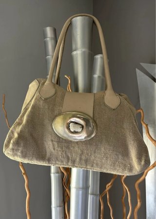 Borsa Maliparmi vera pelle e juta vintage