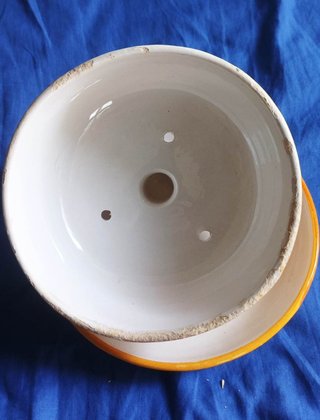 Juego 2 Recipientes Cerámica Naranja/Blanco