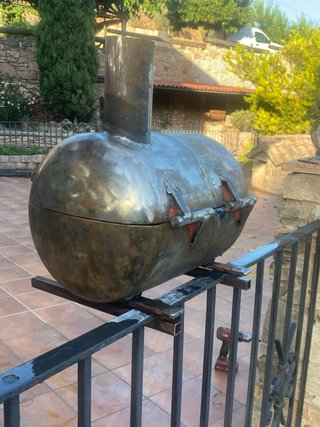 Barbacoa leña/carbón con tapa y termómetro