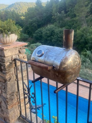 Barbacoa leña/carbón con tapa y termómetro