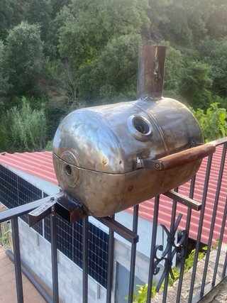 Barbacoa leña/carbón con tapa y termómetro
