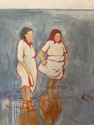 Cuadro abstracto mujeres en el agua