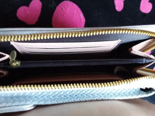 Cartera plateada multiusos con perla cute