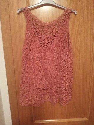 Camiseta tirantes color teja crochet