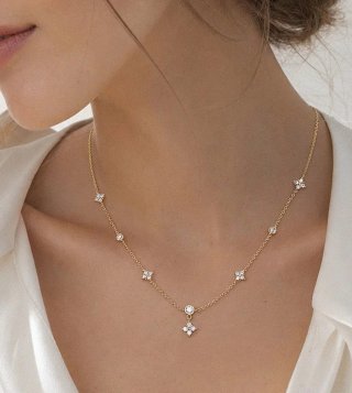 Collar Plata 925 Dorada Moissanitas.