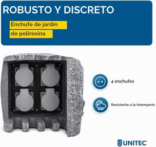 Enchufe de jardín UNITEC con aspecto de piedra