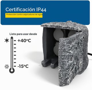 Enchufe de jardín UNITEC con aspecto de piedra