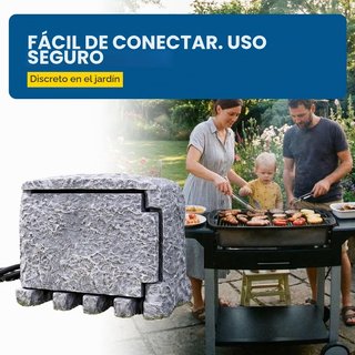 Enchufe de jardín UNITEC con aspecto de piedra