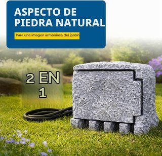 Enchufe de jardín UNITEC con aspecto de piedra