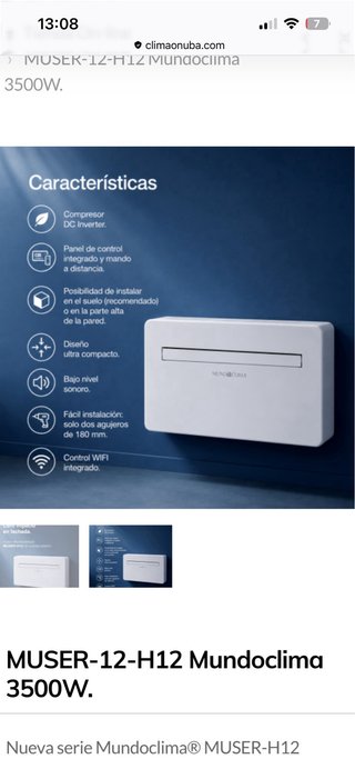 Aire Acondicionado Mundoclima MUSER-H12
