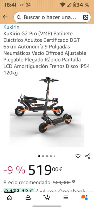 Patinete Eléctrico Kukirin G2 Pro