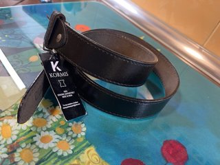Cinturón piel Kormis negro NUEVO 92 cm sin hebilla