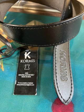Cinturón piel Kormis negro NUEVO 92 cm sin hebilla