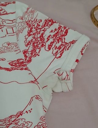 Camiseta Manga Corta Mujer con Estampado Japonés S