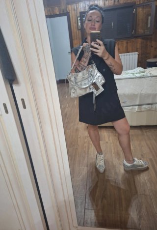 Borsa City Pelle Agnello Argento