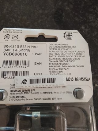 Pastillas Freno Disco Shimano BRM515