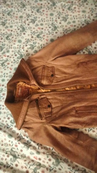 Chaqueta de cuero mujer marrón