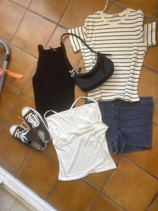 Conjunto Ropa Verano: Top, Camiseta, Shorts