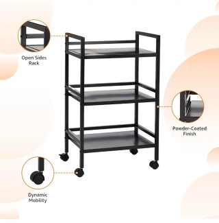 Amazon Basics Carro metálico con 3 niveles, Negro